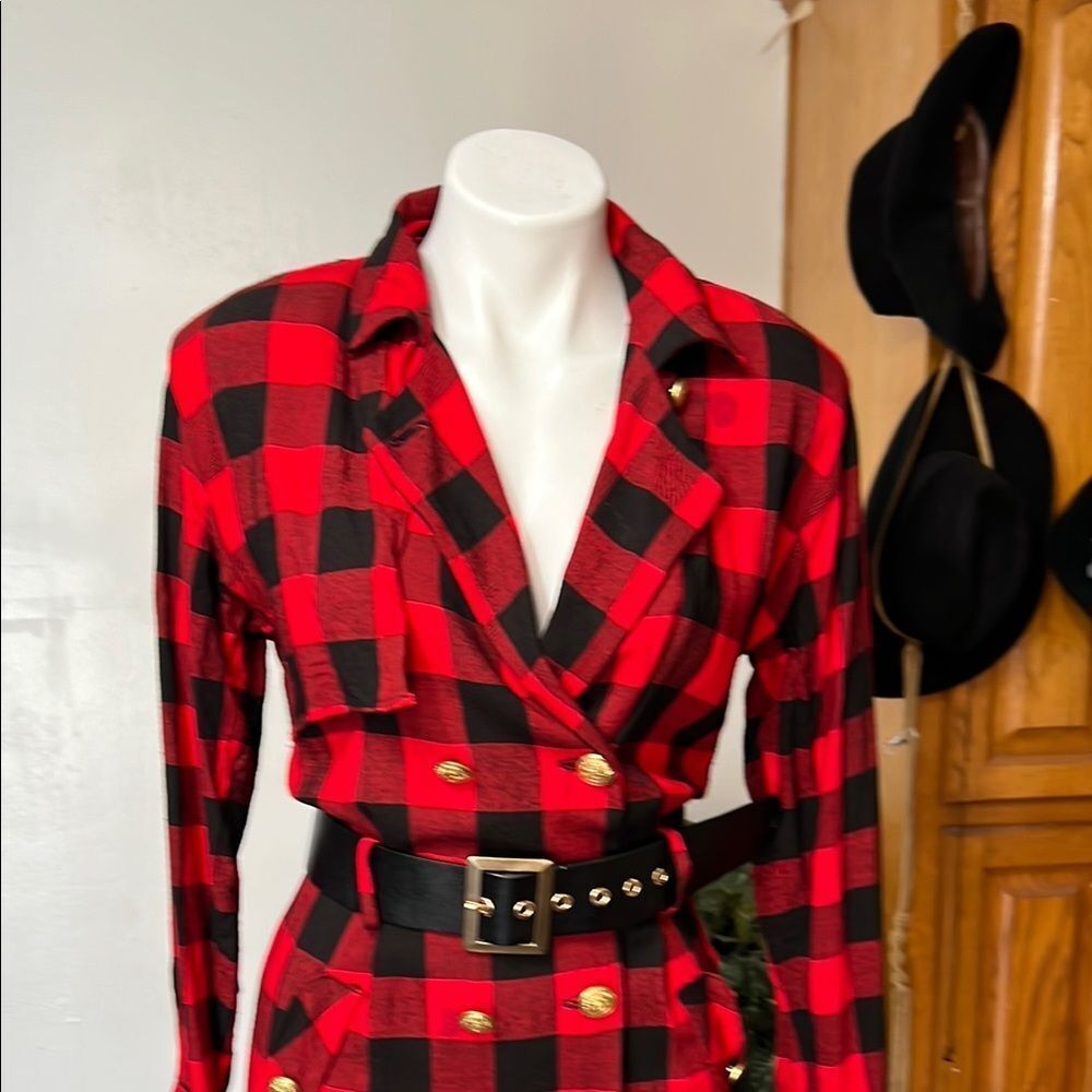 R.J. Steven by carol escritor vintage Plaid Red and Black Women's Dress - Picture 9 of 16